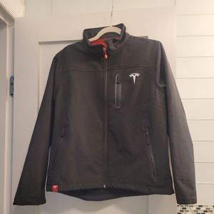 Tesla Women's Size L zip up jacket, black/red